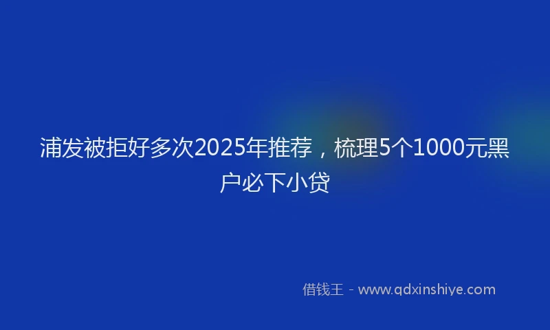 浦发被拒好多次2025年推荐，梳理5个1000元黑户必下小贷