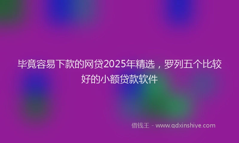 毕竟容易下款的网贷2025年精选，罗列五个比较好的小额贷款软件