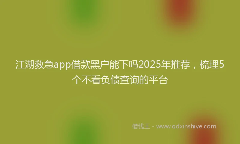 江湖救急app借款黑户能下吗2025年推荐，梳理5个不看负债查询的平台