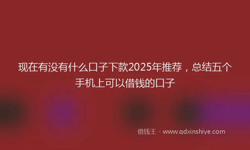 现在有没有什么口子下款2025年推荐，总结五个手机上可以借钱的口子