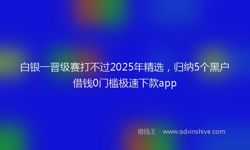 白银一晋级赛打不过2025年精选，归纳5个黑户借钱0门槛极速下款app