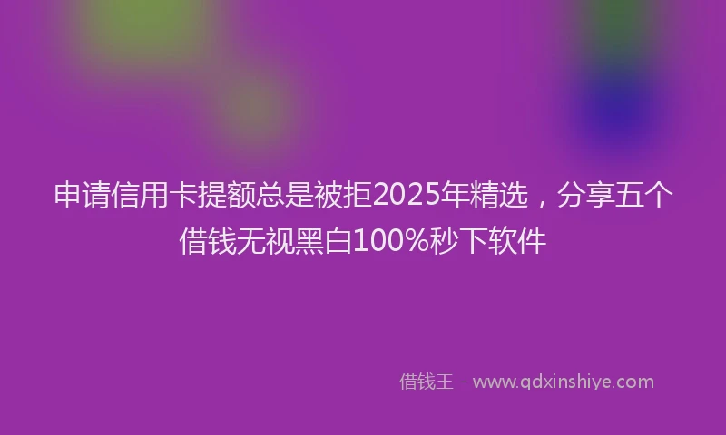 申请信用卡提额总是被拒2025年精选，分享五个借钱无视黑白100%秒下软件
