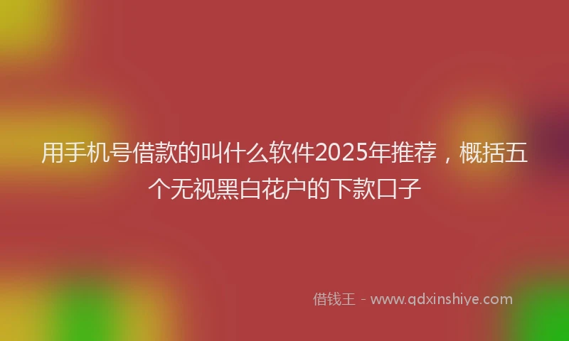 用手机号借款的叫什么软件2025年推荐，概括五个无视黑白花户的下款口子