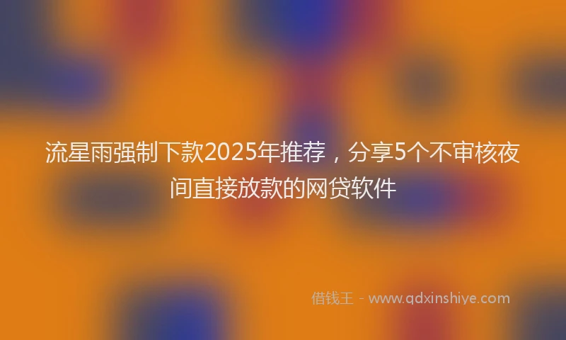 流星雨强制下款2025年推荐，分享5个不审核夜间直接放款的网贷软件
