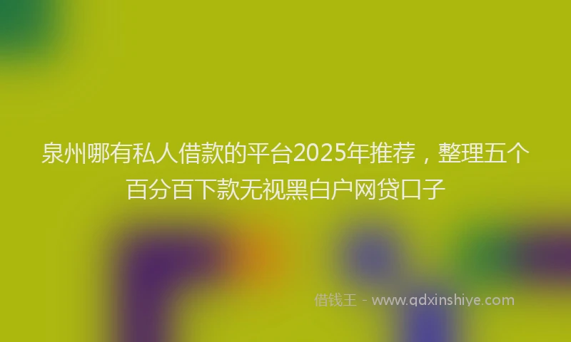 泉州哪有私人借款的平台2025年推荐，整理五个百分百下款无视黑白户网贷口子