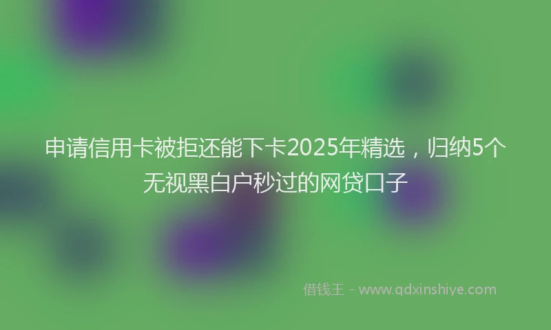 申请信用卡被拒还能下卡2025年精选，归纳5个无视黑白户秒过的网贷口子