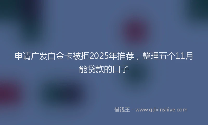 申请广发白金卡被拒2025年推荐，整理五个11月能贷款的口子