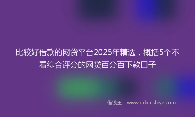 比较好借款的网贷平台2025年精选，概括5个不看综合评分的网贷百分百下款口子