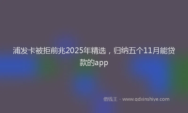 浦发卡被拒前兆2025年精选，归纳五个11月能贷款的app