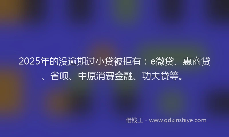 2025年的没逾期过小贷被拒有：e微贷、惠商贷、省呗、中原消费金融、功夫贷等。