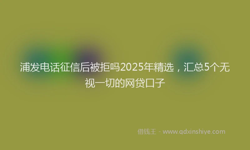 浦发电话征信后被拒吗2025年精选，汇总5个无视一切的网贷口子