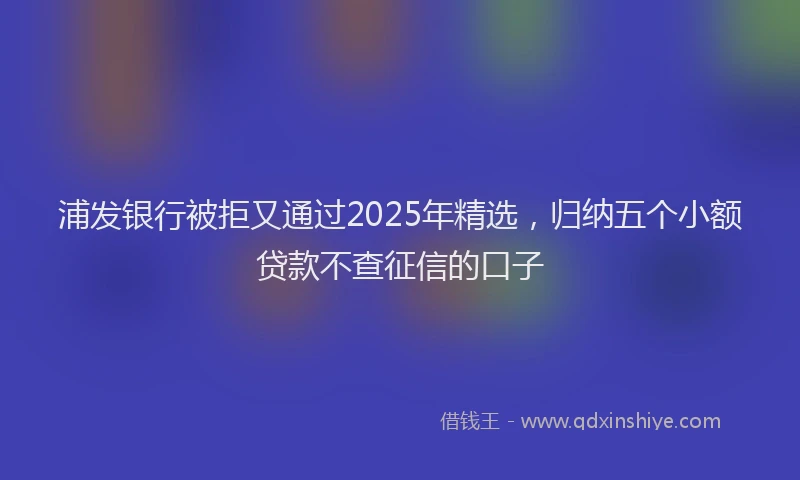 浦发银行被拒又通过2025年精选，归纳五个小额贷款不查征信的口子