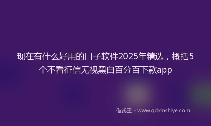 现在有什么好用的口子软件2025年精选，概括5个不看征信无视黑白百分百下款app