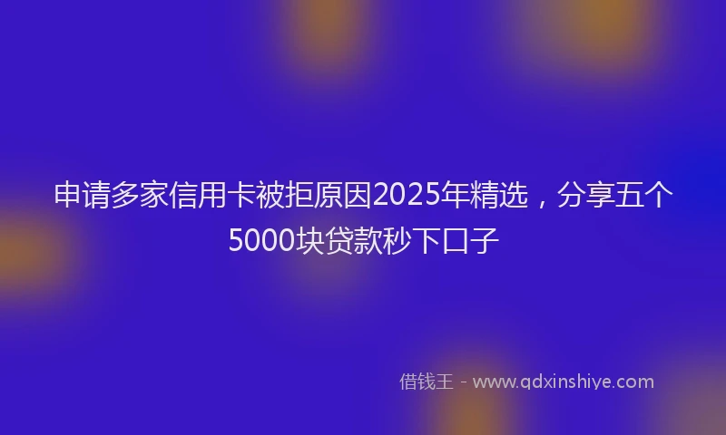 申请多家信用卡被拒原因2025年精选，分享五个5000块贷款秒下口子