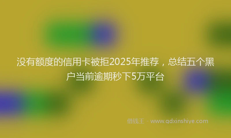 没有额度的信用卡被拒2025年推荐，总结五个黑户当前逾期秒下5万平台