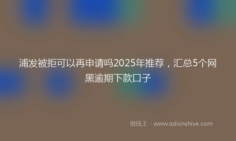 浦发被拒可以再申请吗2025年推荐，汇总5个网黑逾期下款口子