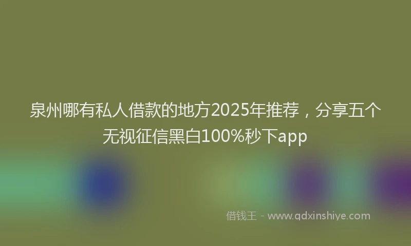 泉州哪有私人借款的地方2025年推荐，分享五个无视征信黑白100%秒下app