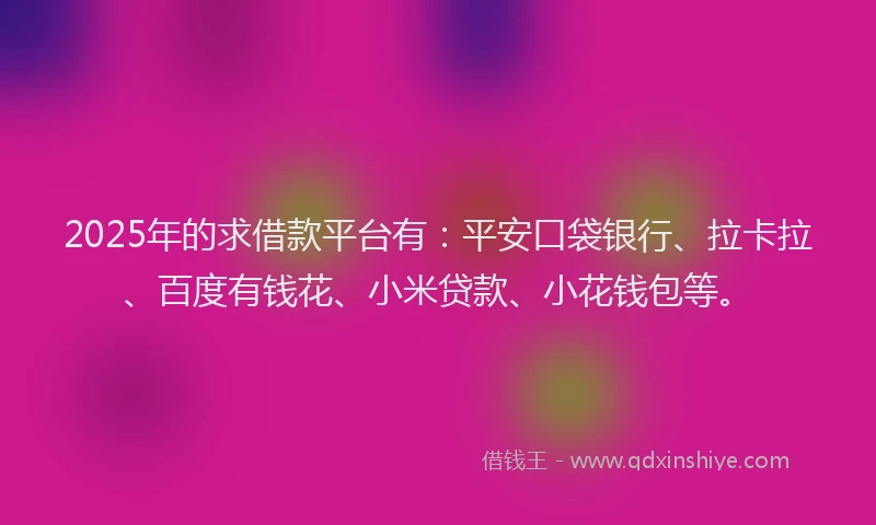 2025年的求借款平台有：平安口袋银行、拉卡拉、百度有钱花、小米贷款、小花钱包等。