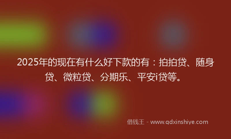 2025年的现在有什么好下款的有：拍拍贷、随身贷、微粒贷、分期乐、平安i贷等。