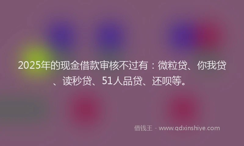 2025年的现金借款审核不过有：微粒贷、你我贷、读秒贷、51人品贷、还呗等。