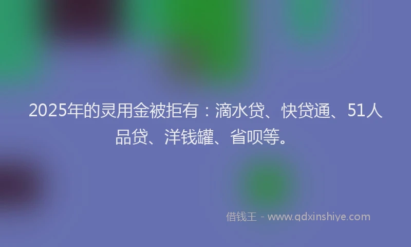 2025年的灵用金被拒有：滴水贷、快贷通、51人品贷、洋钱罐、省呗等。