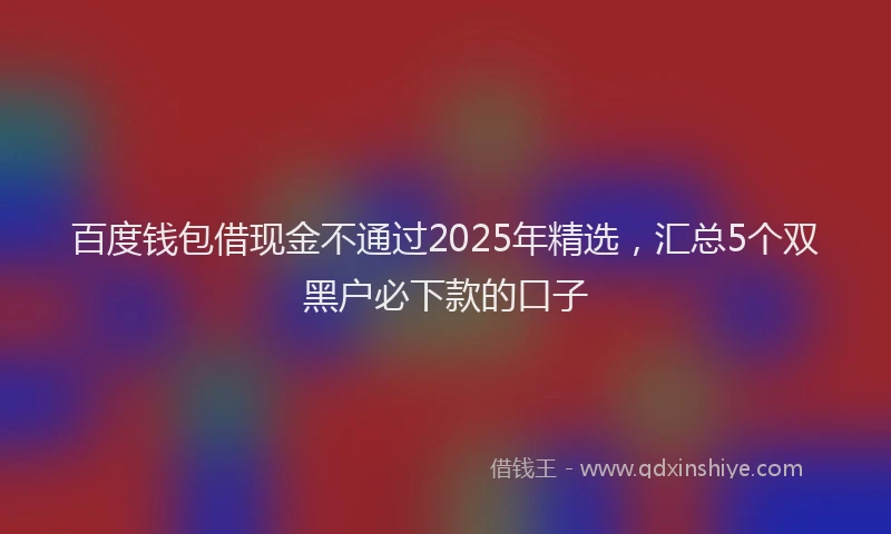 百度钱包借现金不通过2025年精选，汇总5个双黑户必下款的口子