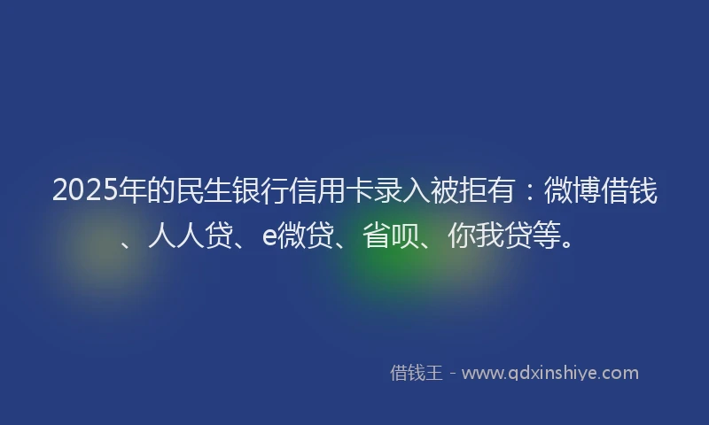 2025年的民生银行信用卡录入被拒有：微博借钱、人人贷、e微贷、省呗、你我贷等。