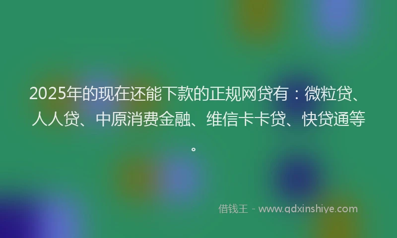2025年的现在还能下款的正规网贷有：微粒贷、人人贷、中原消费金融、维信卡卡贷、快贷通等。