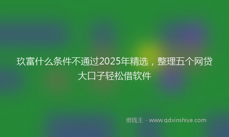 玖富什么条件不通过2025年精选，整理五个网贷大口子轻松借软件