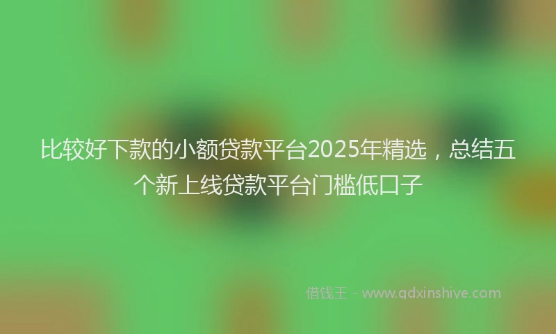 比较好下款的小额贷款平台2025年精选，总结五个新上线贷款平台门槛低口子