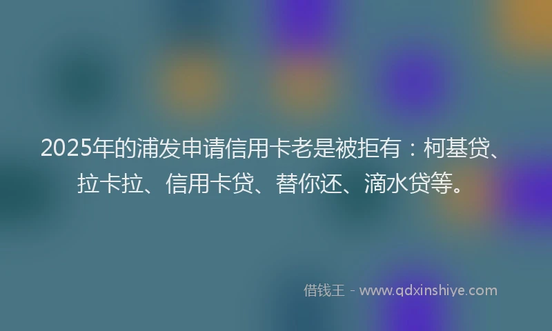 2025年的浦发申请信用卡老是被拒有：柯基贷、拉卡拉、信用卡贷、替你还、滴水贷等。