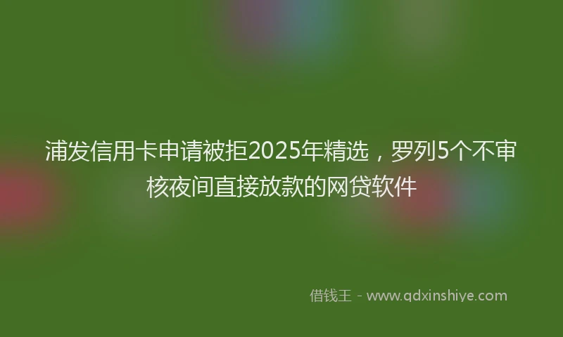 浦发信用卡申请被拒2025年精选，罗列5个不审核夜间直接放款的网贷软件