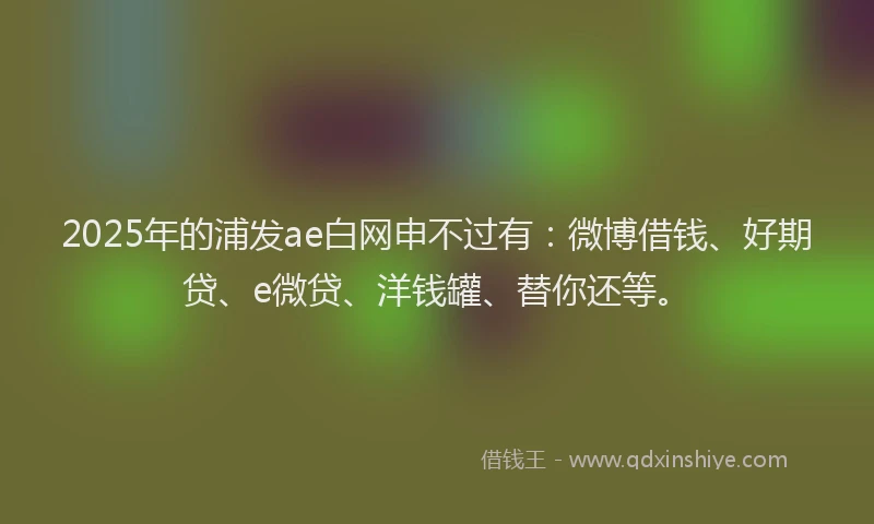 2025年的浦发ae白网申不过有：微博借钱、好期贷、e微贷、洋钱罐、替你还等。