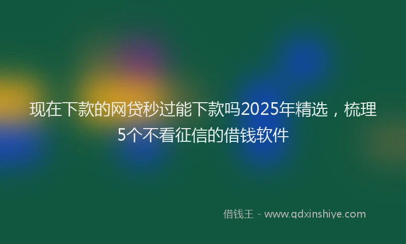 现在下款的网贷秒过能下款吗2025年精选，梳理5个不看征信的借钱软件