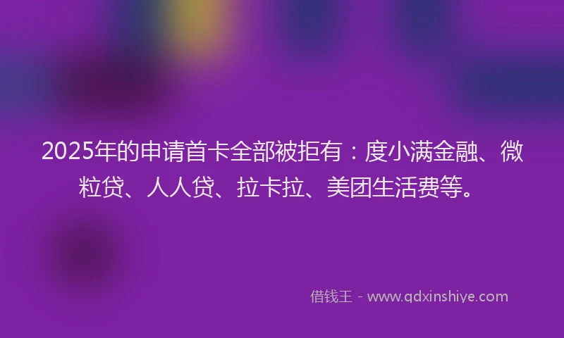 2025年的申请首卡全部被拒有:度小满金融、微粒贷、人人贷、拉卡拉、美团生活费等。