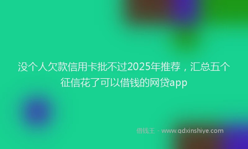 没个人欠款信用卡批不过2025年推荐，汇总五个征信花了可以借钱的网贷app