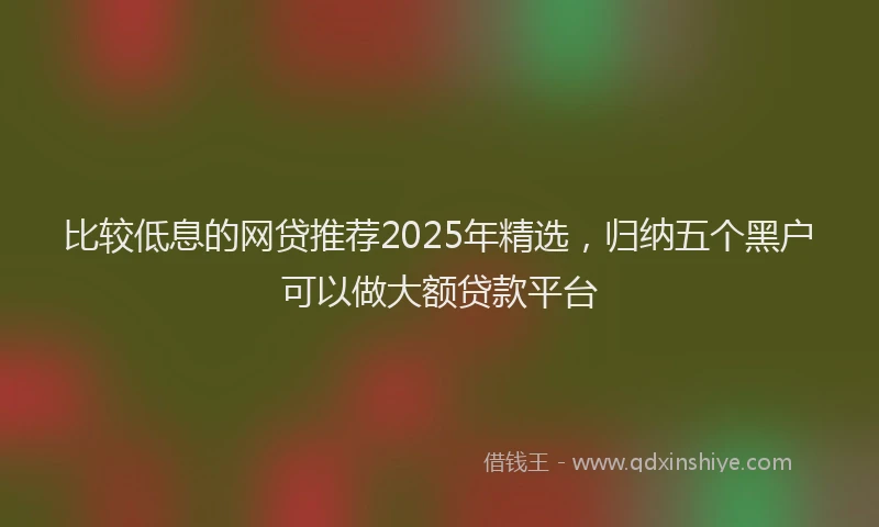 比较低息的网贷推荐2025年精选，归纳五个黑户可以做大额贷款平台