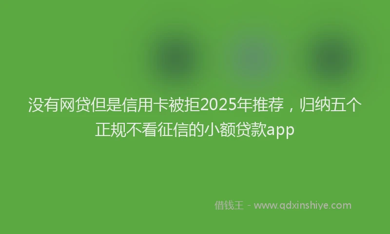 没有网贷但是信用卡被拒2025年推荐，归纳五个正规不看征信的小额贷款app