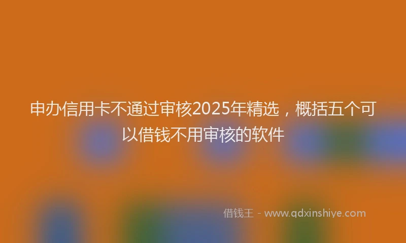 申办信用卡不通过审核2025年精选，概括五个可以借钱不用审核的软件