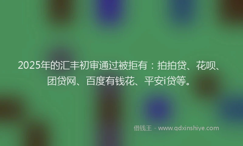 2025年的汇丰初审通过被拒有：拍拍贷、花呗、团贷网、百度有钱花、平安i贷等。