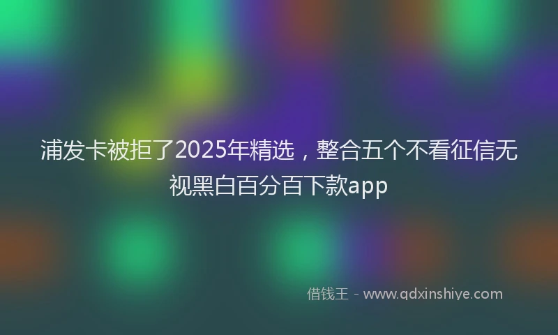 浦发卡被拒了2025年精选，整合五个不看征信无视黑白百分百下款app
