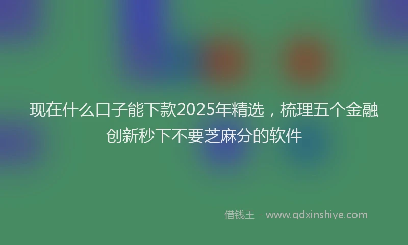 现在什么口子能下款2025年精选，梳理五个金融创新秒下不要芝麻分的软件