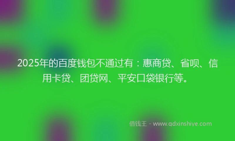 2025年的百度钱包不通过有：惠商贷、省呗、信用卡贷、团贷网、平安口袋银行等。
