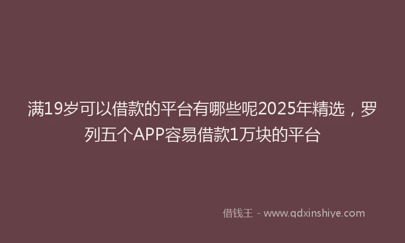 满19岁可以借款的平台有哪些呢2025年精选，罗列五个APP容易借款1万块的平台