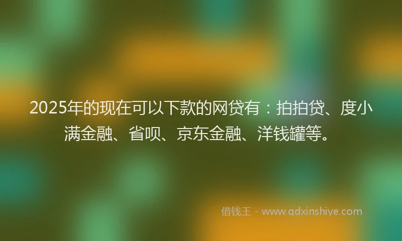 2025年的现在可以下款的网贷有：拍拍贷、度小满金融、省呗、京东金融、洋钱罐等。