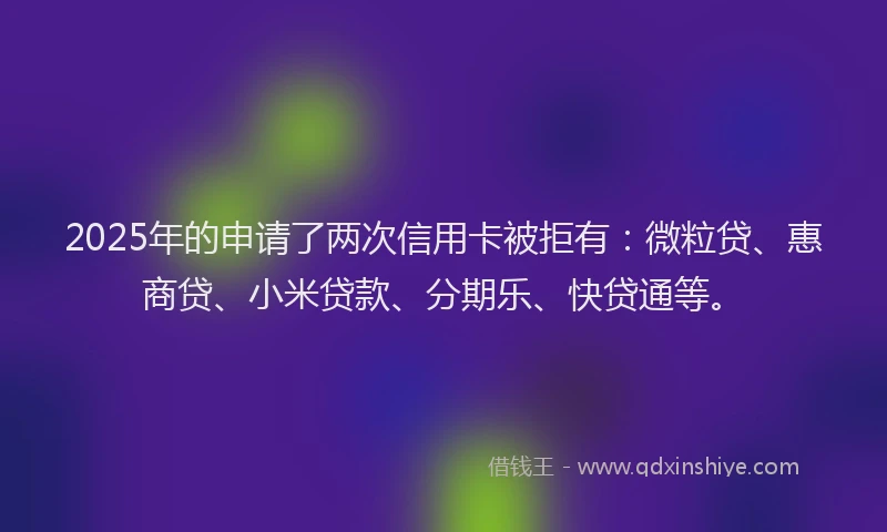 2025年的申请了两次信用卡被拒有：微粒贷、惠商贷、小米贷款、分期乐、快贷通等。