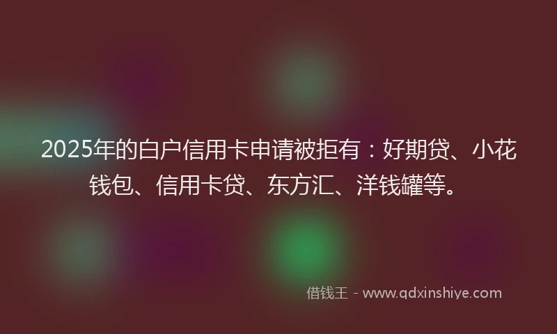 2025年的白户信用卡申请被拒有:好期贷、小花钱包、信用卡贷、东方汇、洋钱罐等。