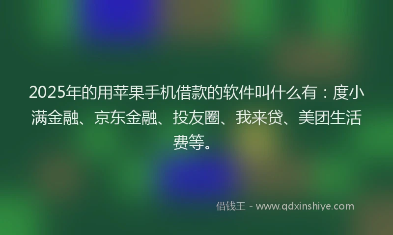 2025年的用苹果手机借款的软件叫什么有：度小满金融、京东金融、投友圈、我来贷、美团生活费等。