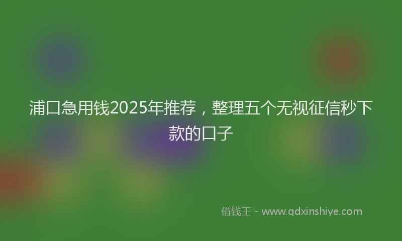 浦口急用钱2025年推荐，整理五个无视征信秒下款的口子