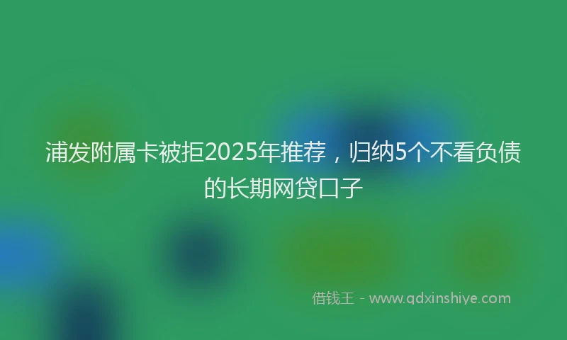 浦发附属卡被拒2025年推荐，归纳5个不看负债的长期网贷口子